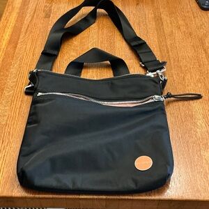 Black Nylon Crossbody Bag with Leather Accent ShortyLove